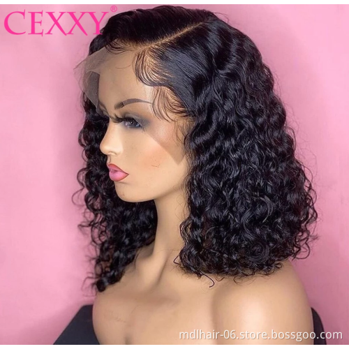 Jerry Curly 13x4 Lace Front Wig Short Bob Frontal Human Hair Wigs Deep Wave Brazilian Remy Pre Plucked 4x4 Closure 180% Density